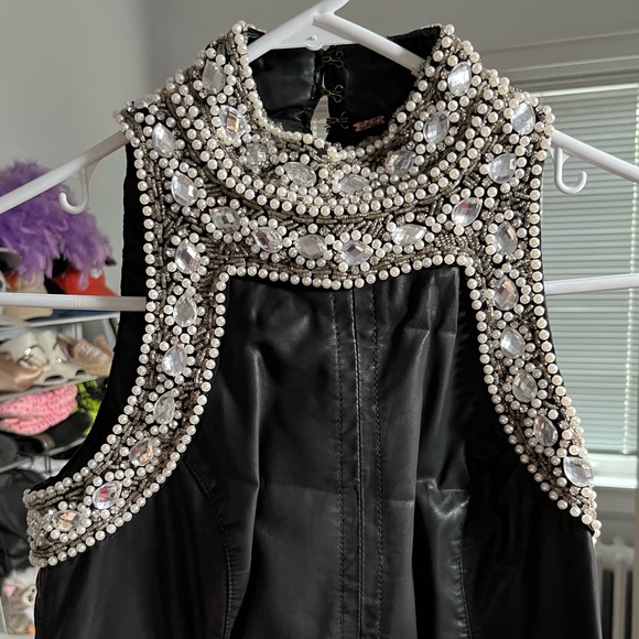 Free People Embellished Vegan Leather Dress - Picture 3 of 7